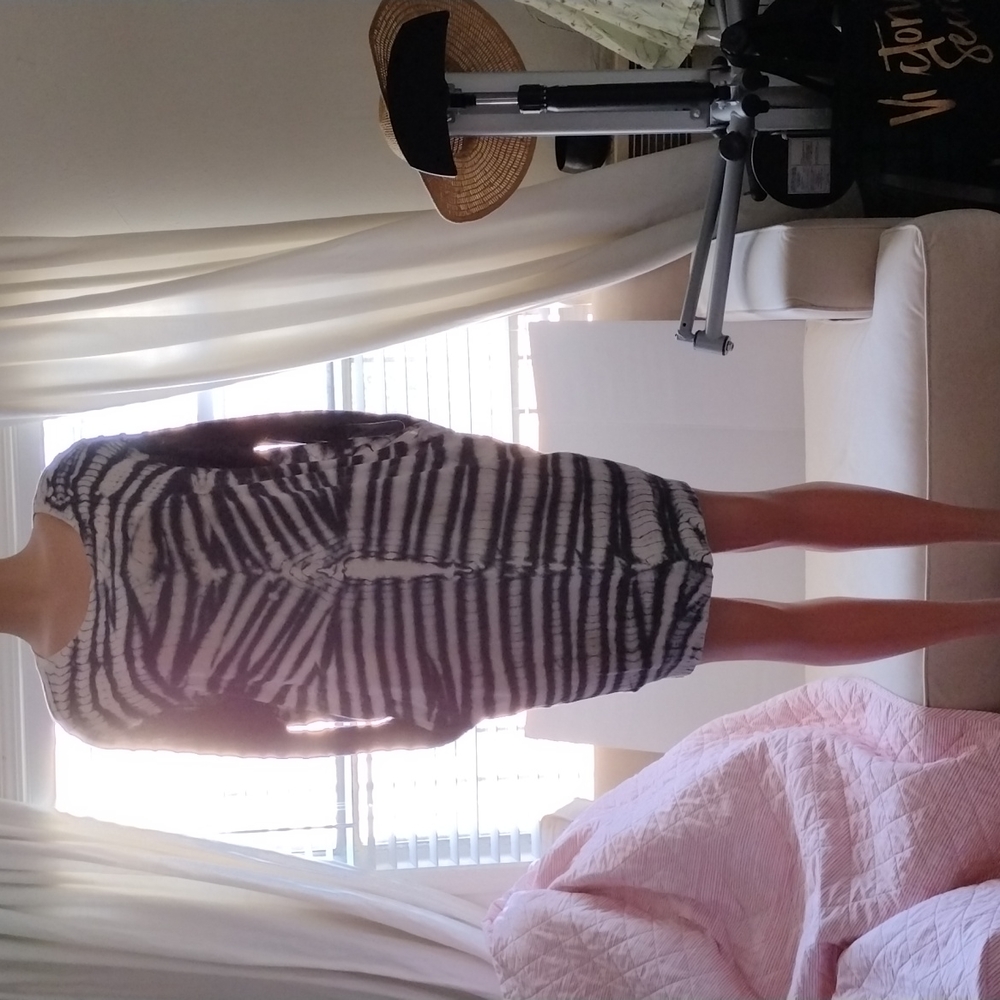 Raquel Allegra , long sleeves  tie dye, jersey dress in rainbow blk and white.